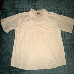 Eddie Bauer Mens XL Tan Khaki Outdoor Performance Short Sleeve Button Shirt
